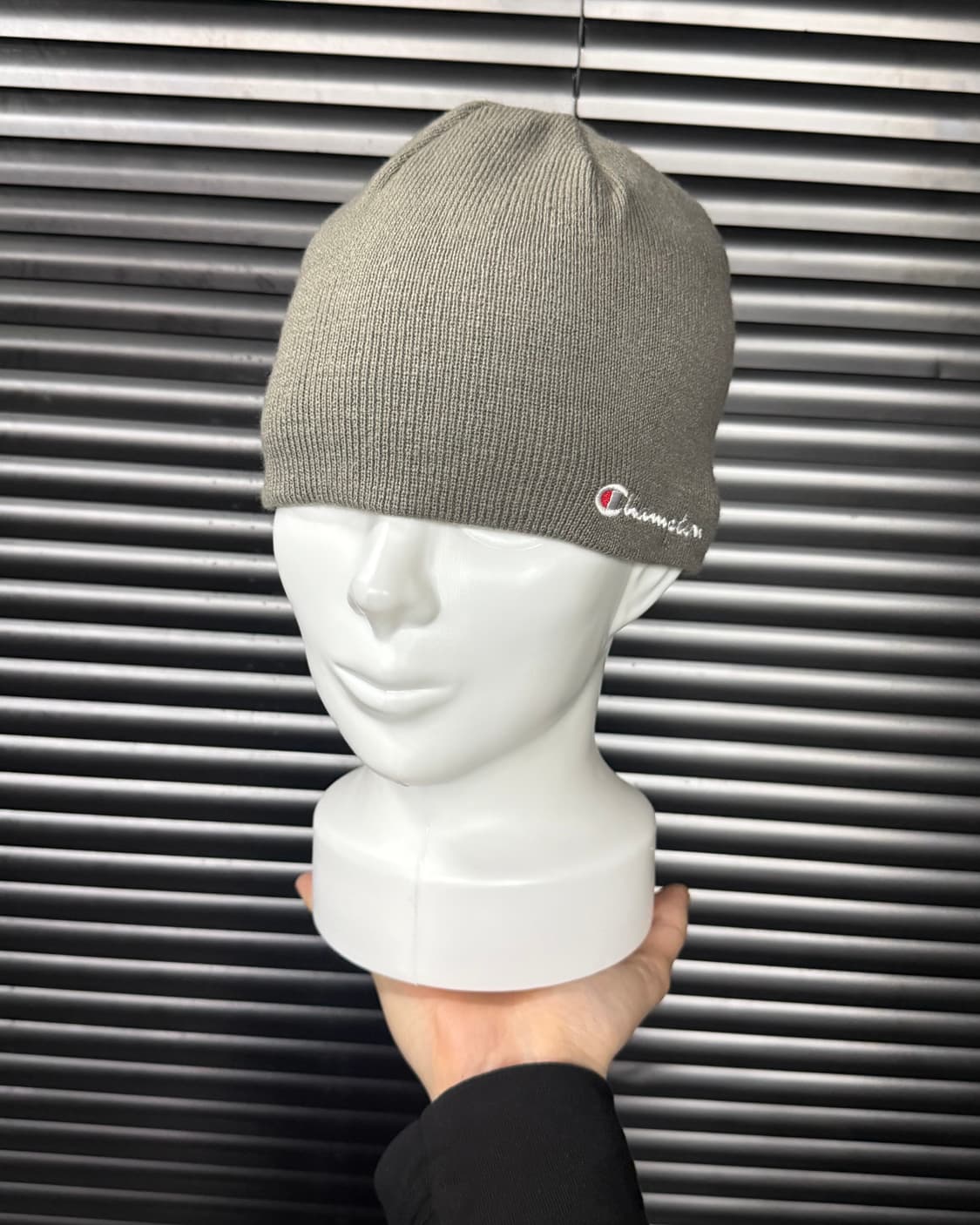 챔피온 C로고 블랙 검정 회색 그레이 양면 리버시블 모자 비니 스트릿 상품이미지2