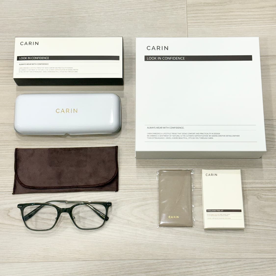 (새상품) 카린 AIR 3 S_C3 에어3 스퀘어 안경 클리어 카키 그레 상품이미지2