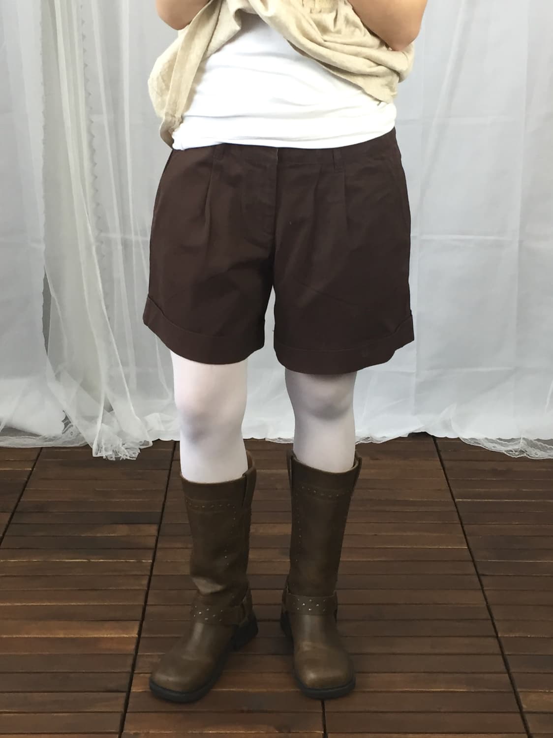 'Grove' Brown Cotton Shorts 상품이미지1