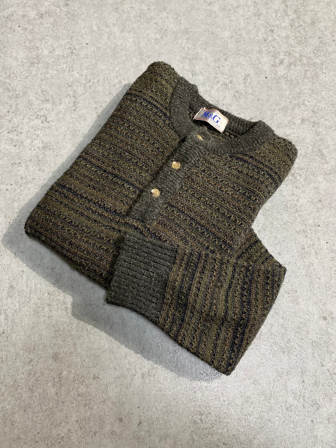 [M] 90s M&G 재팬 메이드 에스닉 헨리넥 울 니트 상품이미지1