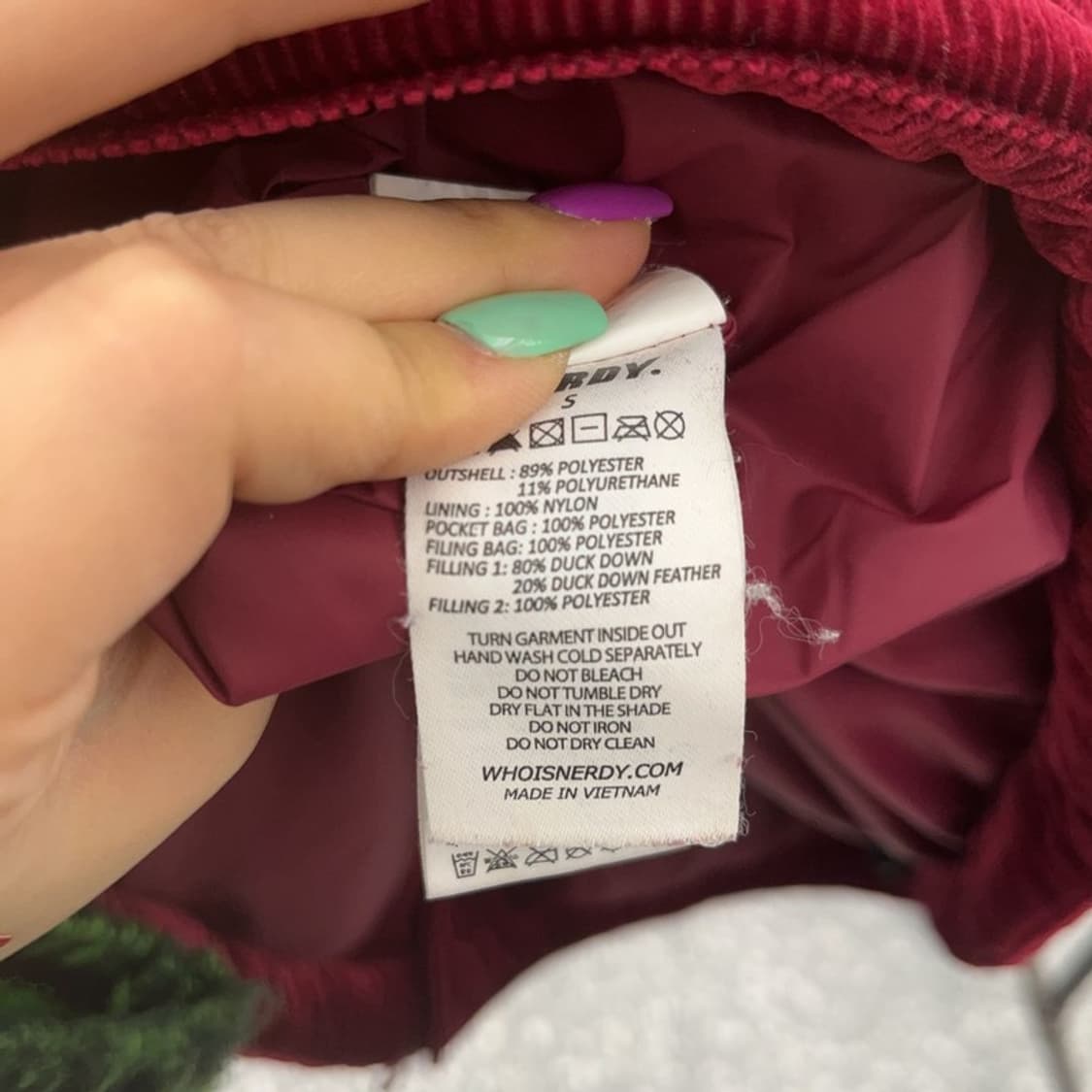널디 유니크 코듀로이 골덴 버건디 와인 패딩 S C07018 상품이미지7