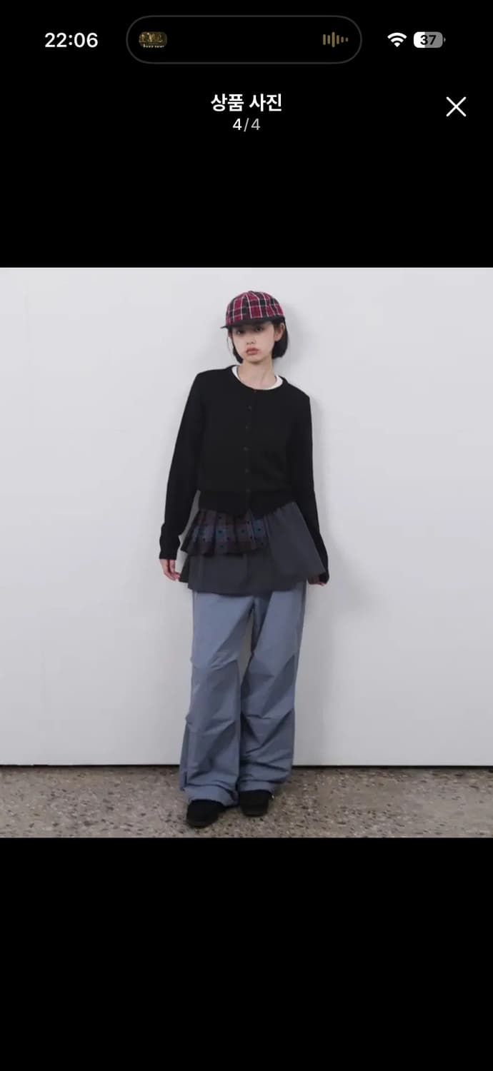 오헤시오 체크 투웨이 레이어드 스커트 퍼플 차콜 상품이미지3