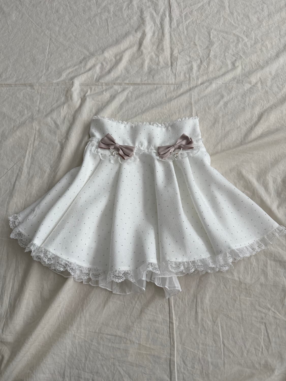 로지타 지뢰계 양산형 히메갸루 하이웨스트 화이트 큐빅 미니원피스 상품이미지2