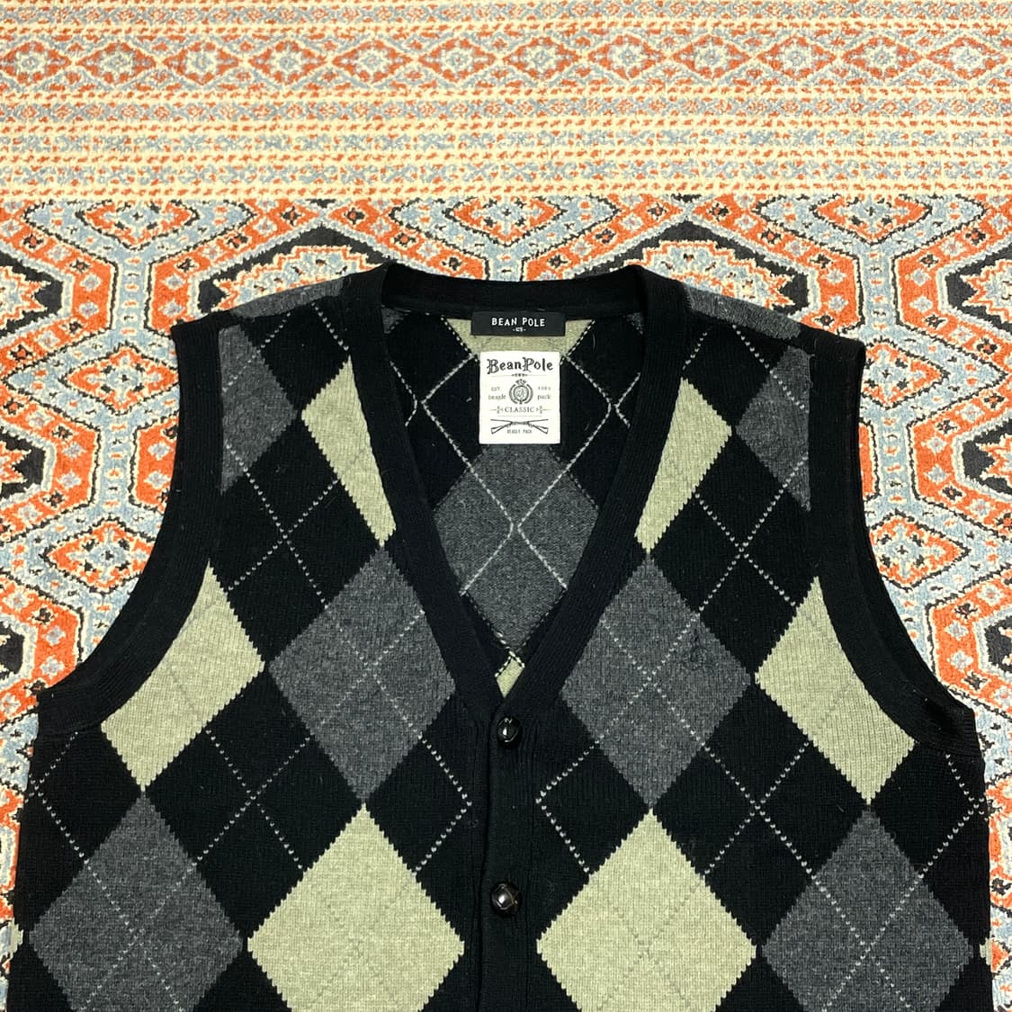 빈폴 그레이 아가일 울 니트 조끼 남성105 상품이미지2