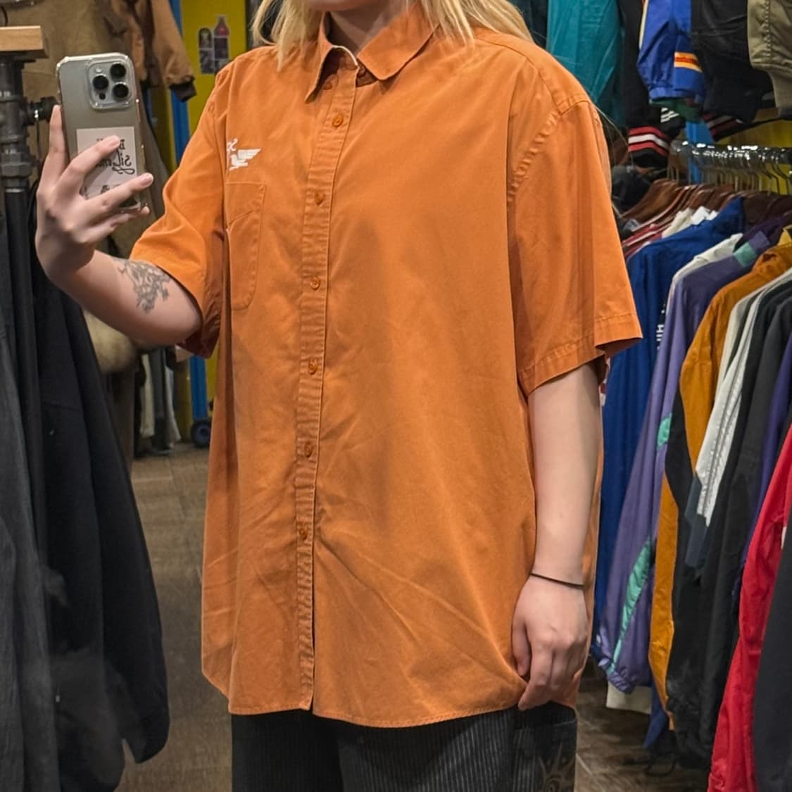 [HI] 빈티지 칼하트 반팔 셔츠 오렌지  상품이미지3