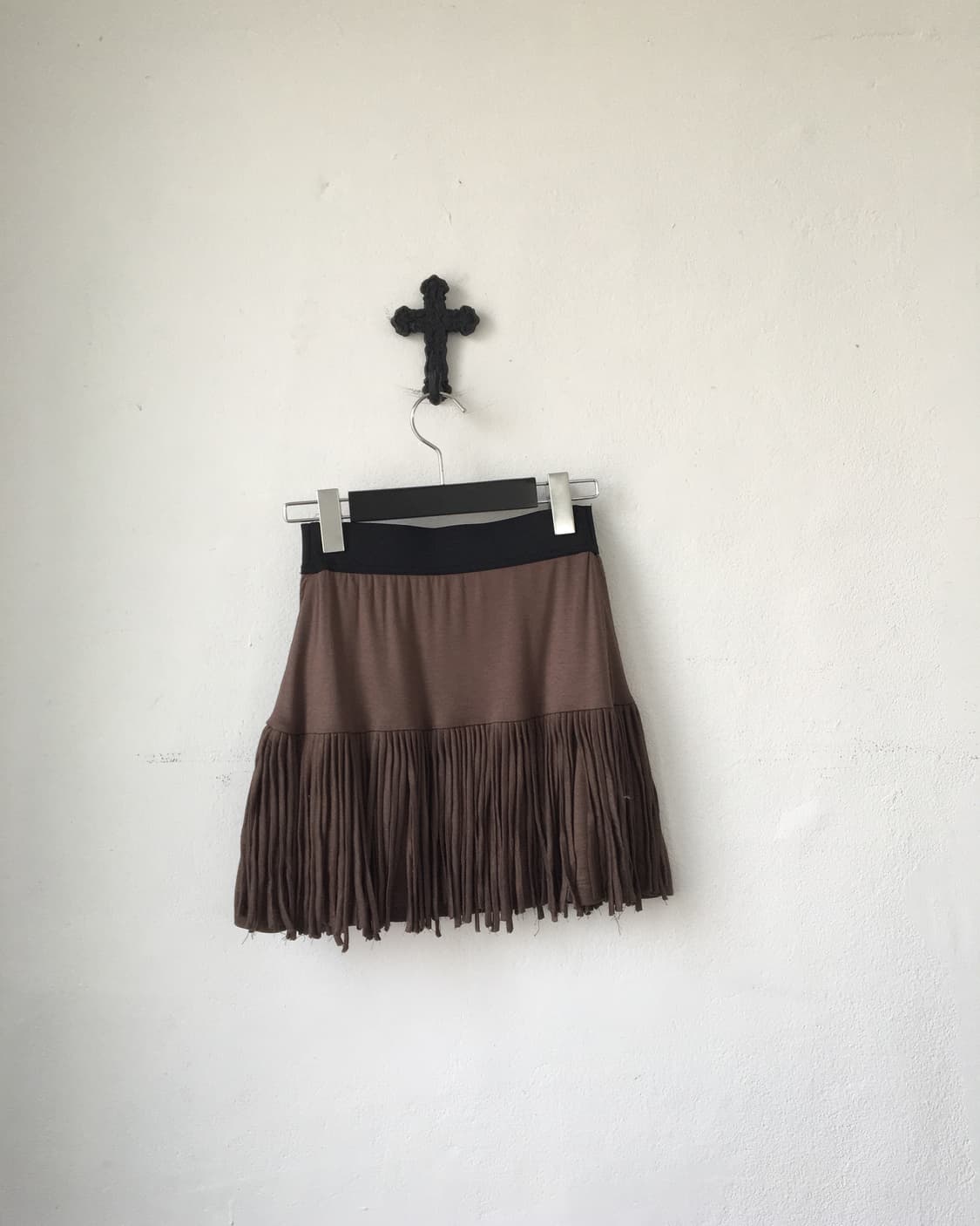 Drop point fringe mini skirt 상품이미지2