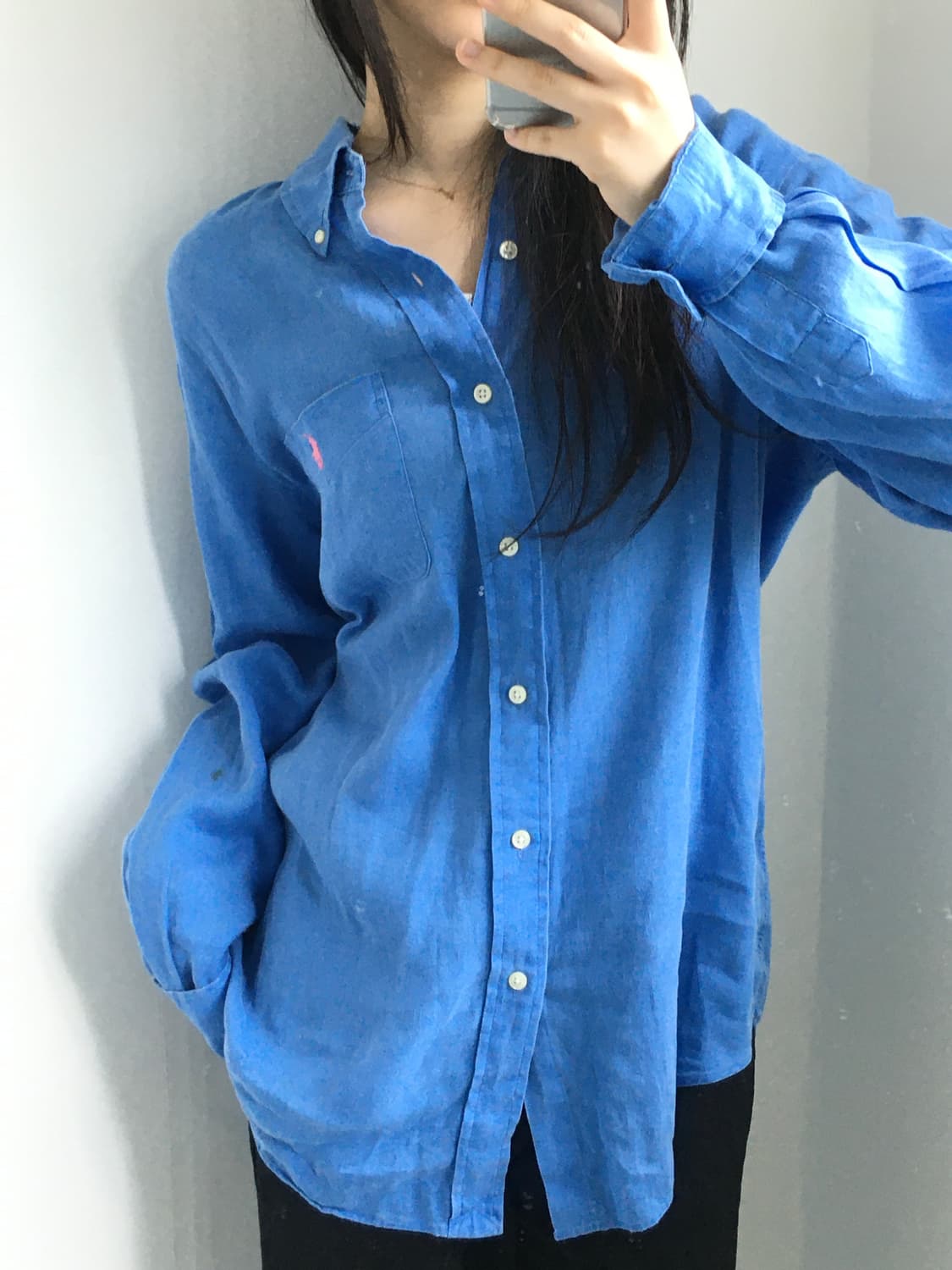 Polo 폴로 랄프로렌 블루 린넨 셔츠  상품이미지3