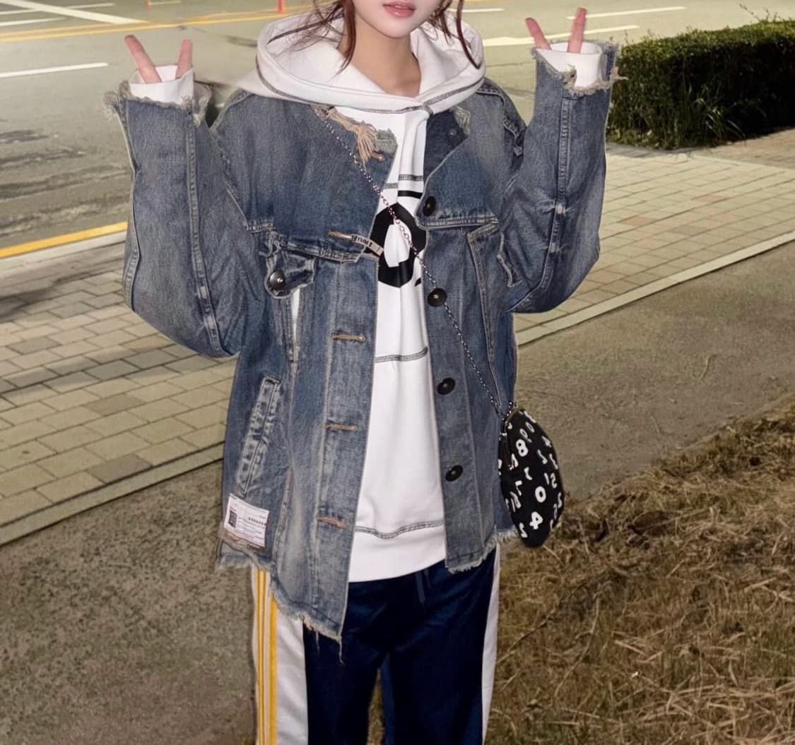 메종 미하라 야스히로 디스트레스 이펙트 카라리스 데님 자켓 상품이미지1