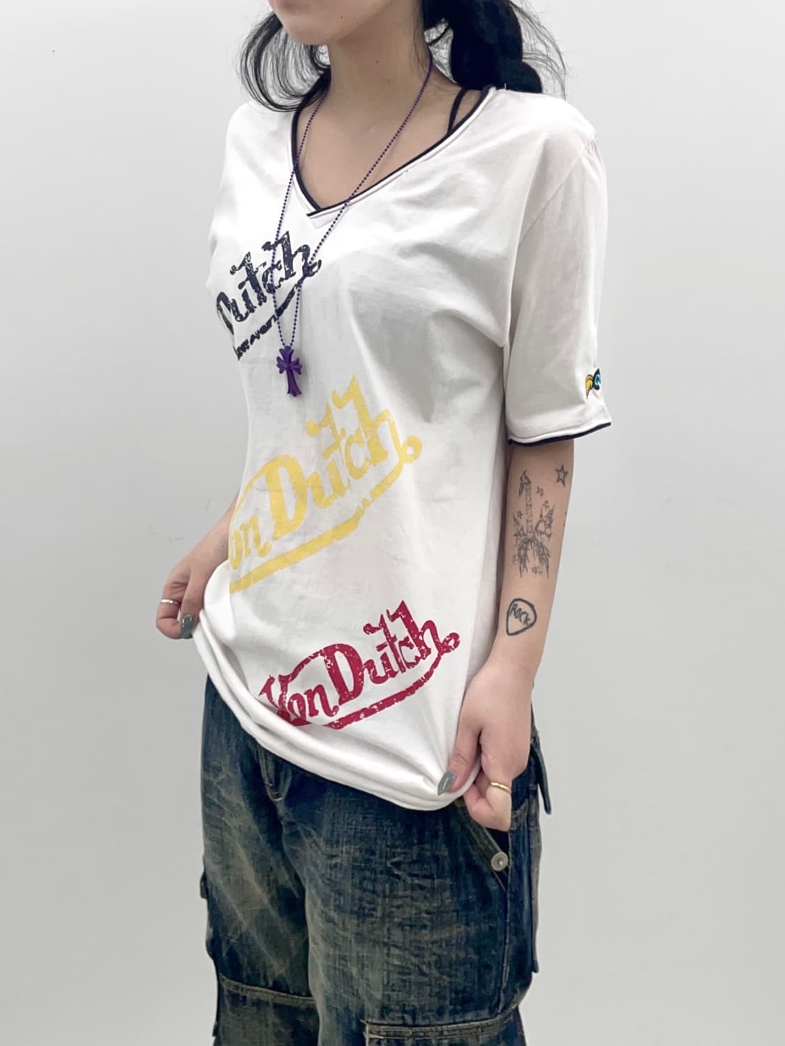 vondutch Printing V-neck T-shirt 상품이미지2