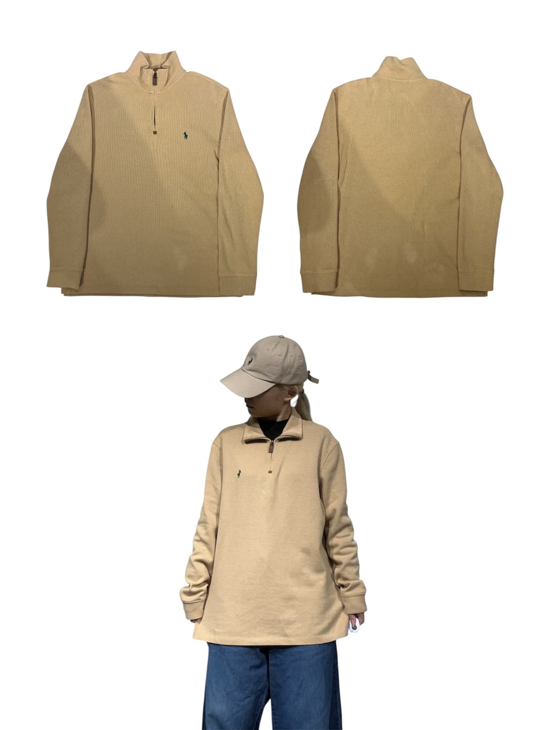 폴로 랄프 로렌 신형 베이지 니트 반집업 L 상품이미지1