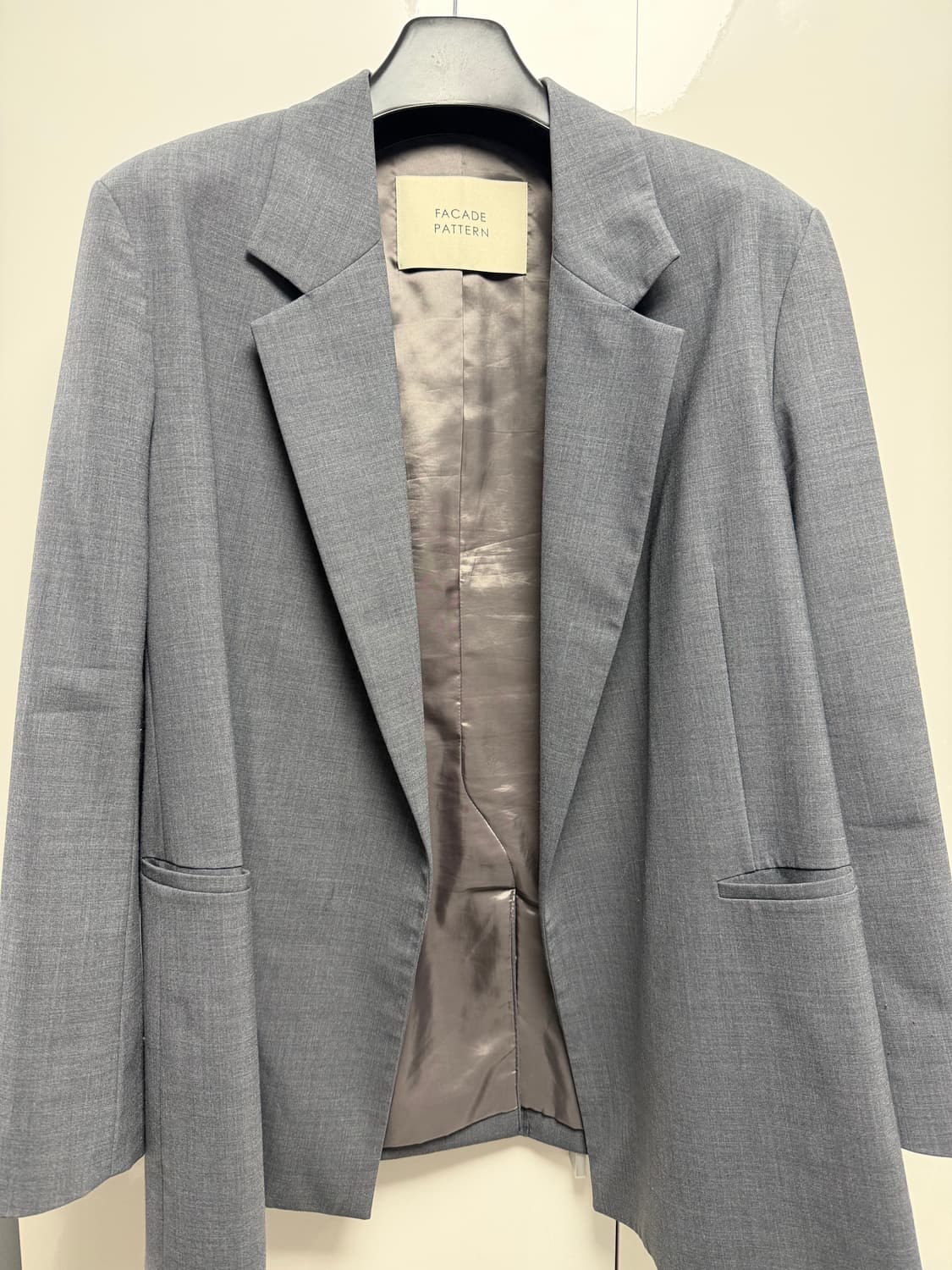 파사드패턴 오버핏 썸머 울재킷 차콜컬러 상품이미지5