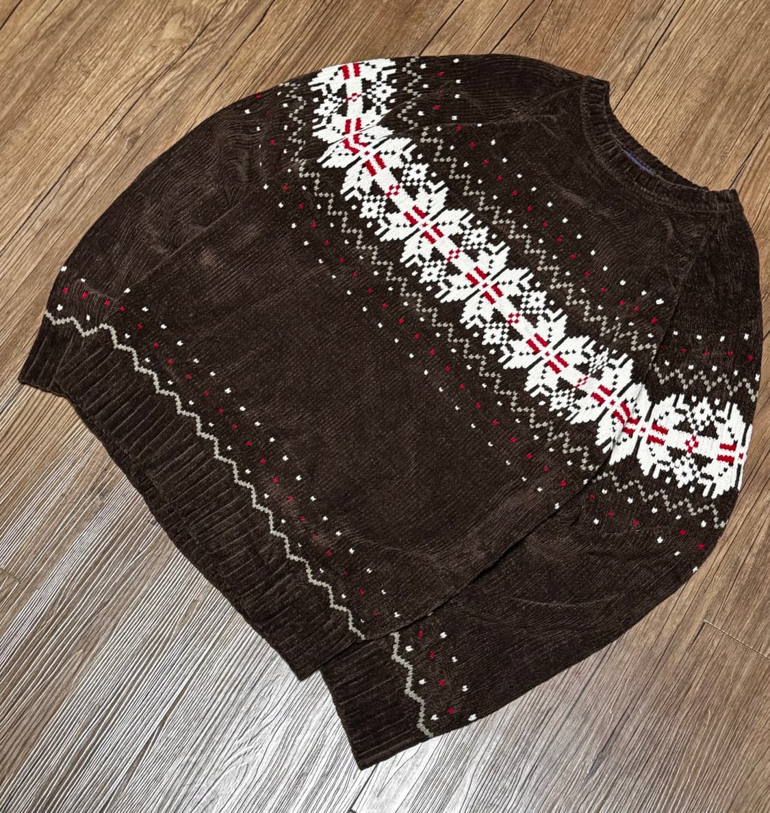 네이리스 브라운 벨벳 오버핏 니트 스웨터 상품이미지1