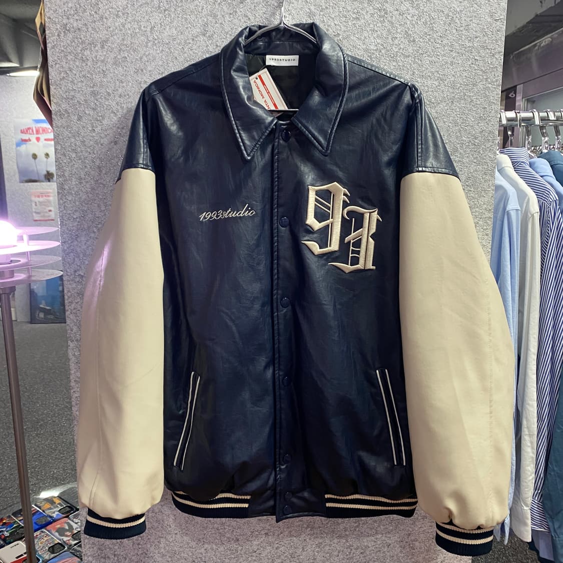 1993 프로젝트 로고 레더 배색 바시티 자켓 B3047 상품이미지2