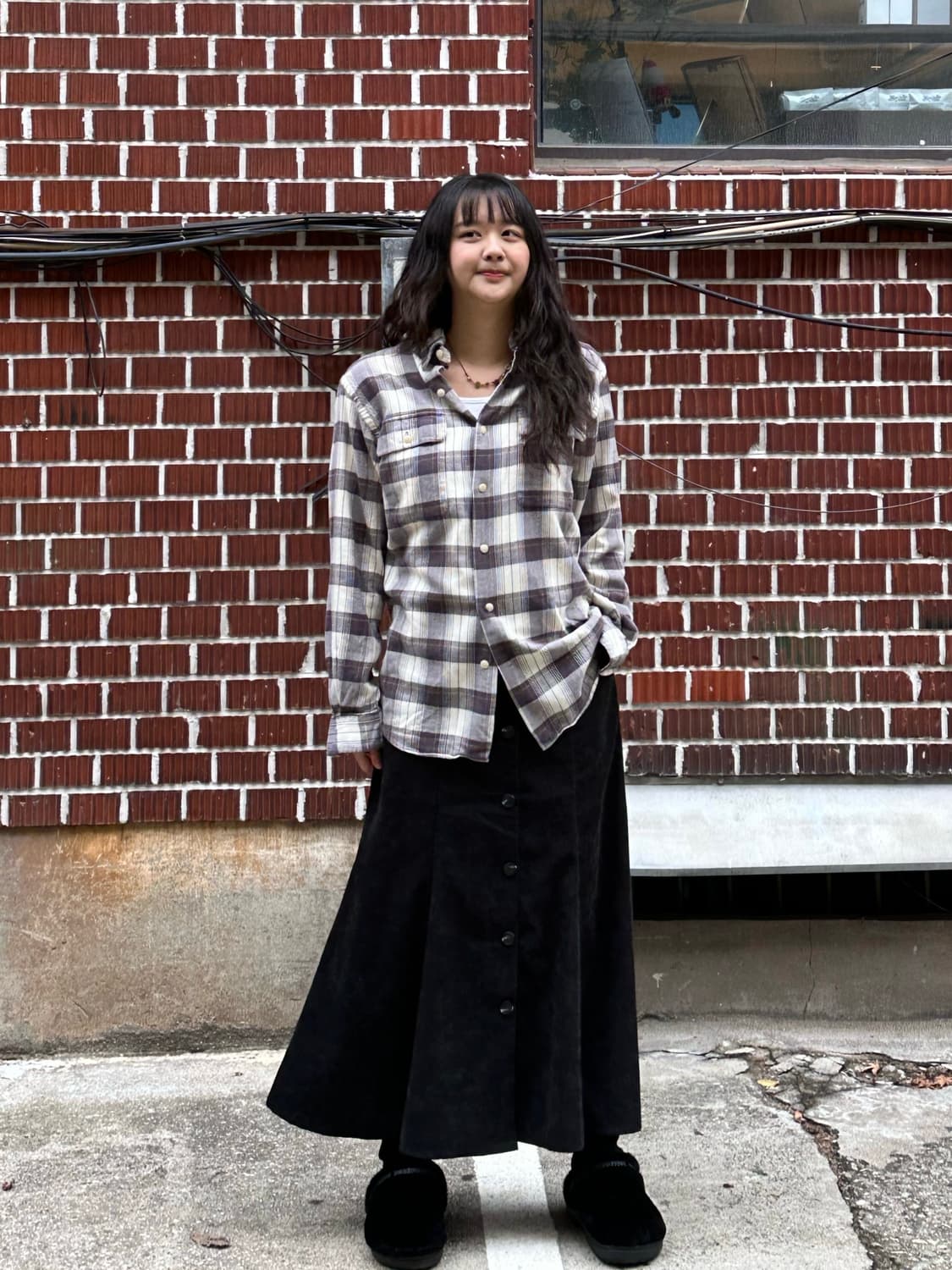 폴로 플리스 스윙톱 폴로 스트라이프 니트 폴로 셔츠 골덴 버튼 스커트세트 상품이미지6