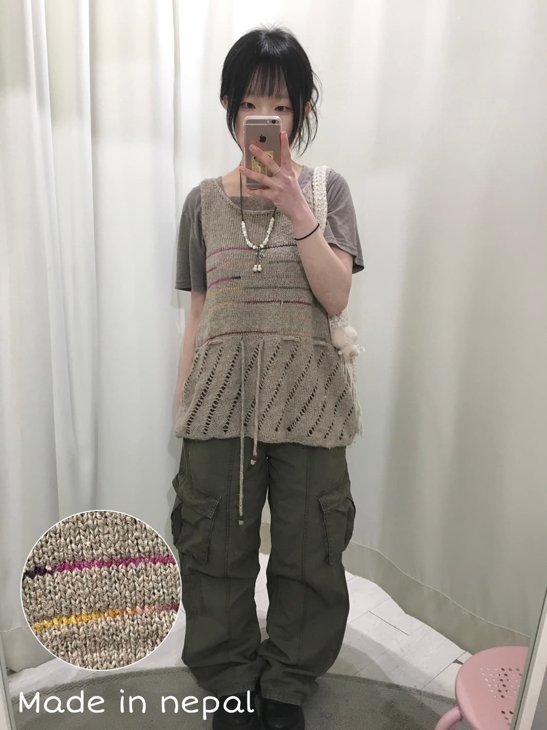 Made in nepal stripe mori vest 상품이미지1