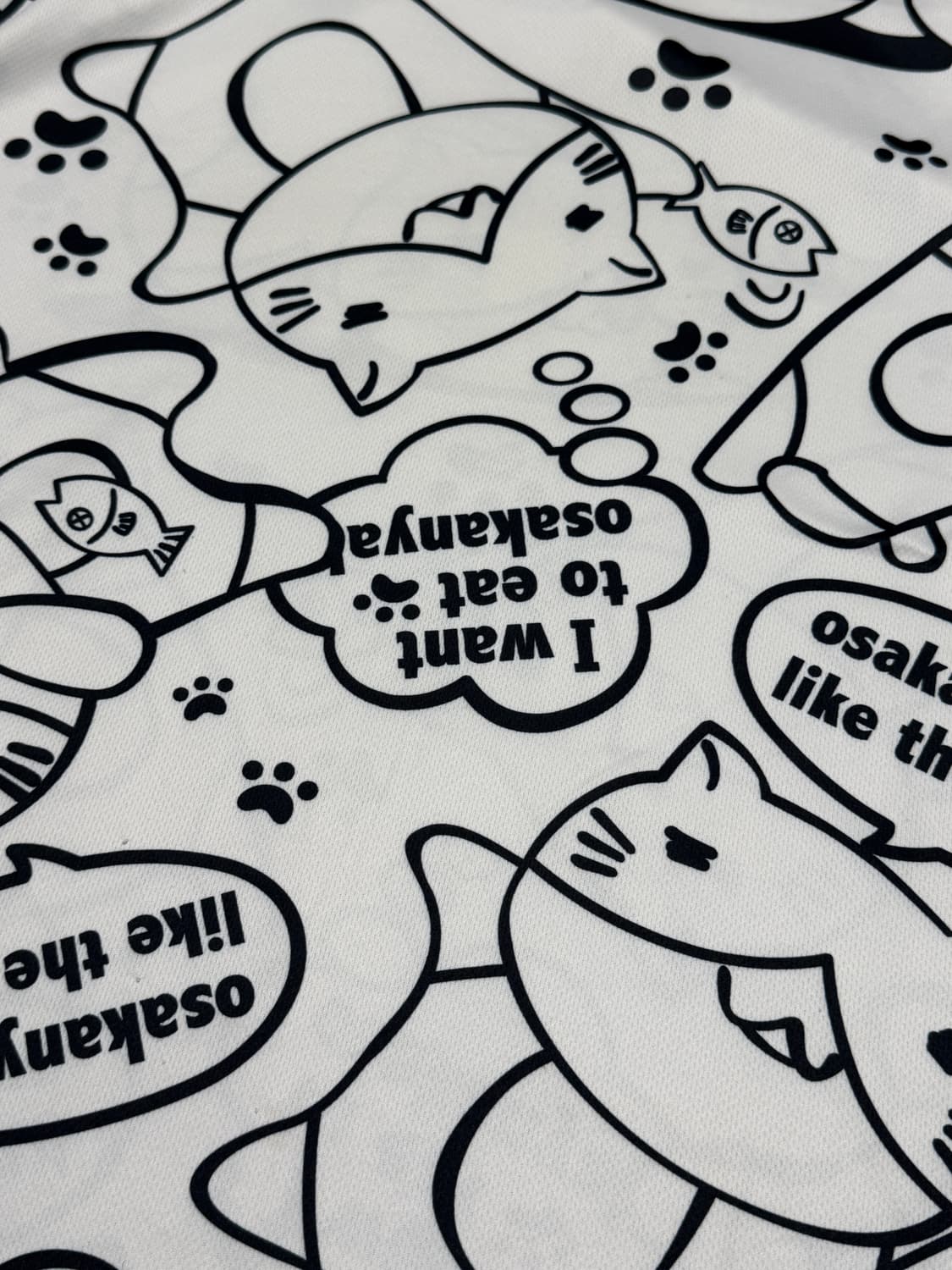 네코부치 화이트 고양이 프린팅 반팔 상품이미지4