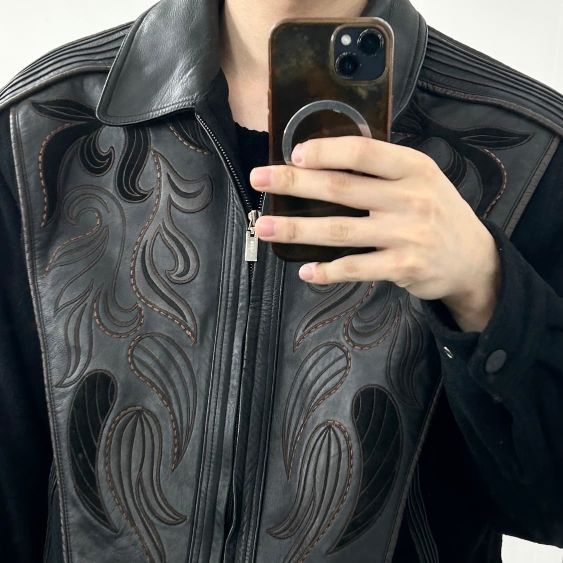 Redox 레더 믹스드 모직 자켓 상품이미지3