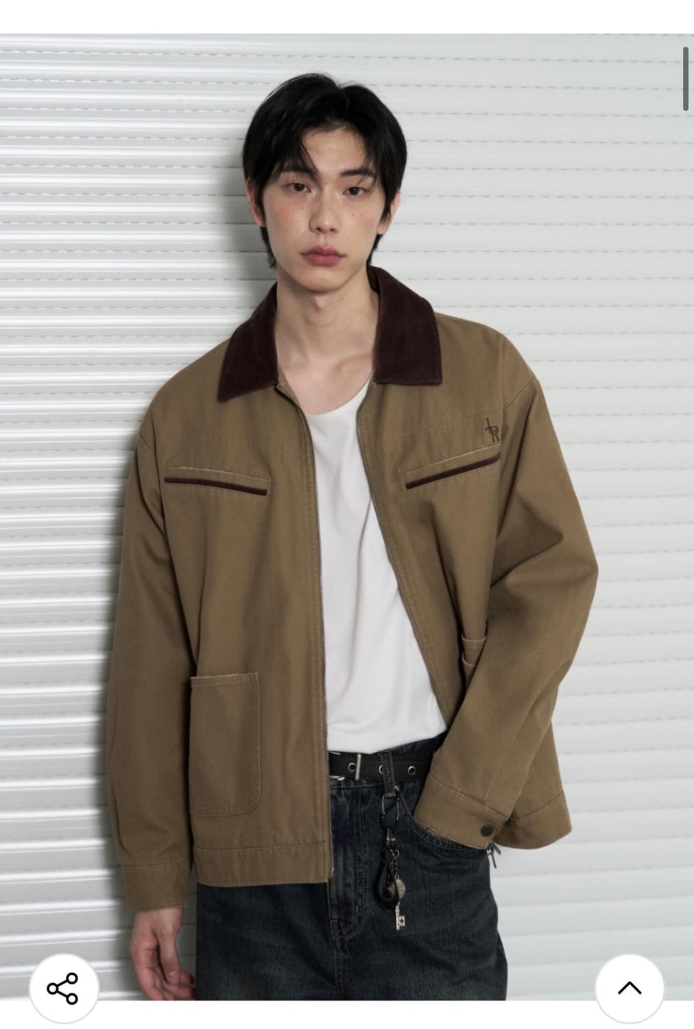 (M) 레더리 데미지 라인 워크 자켓 [BEIGE] 판매 상품이미지7