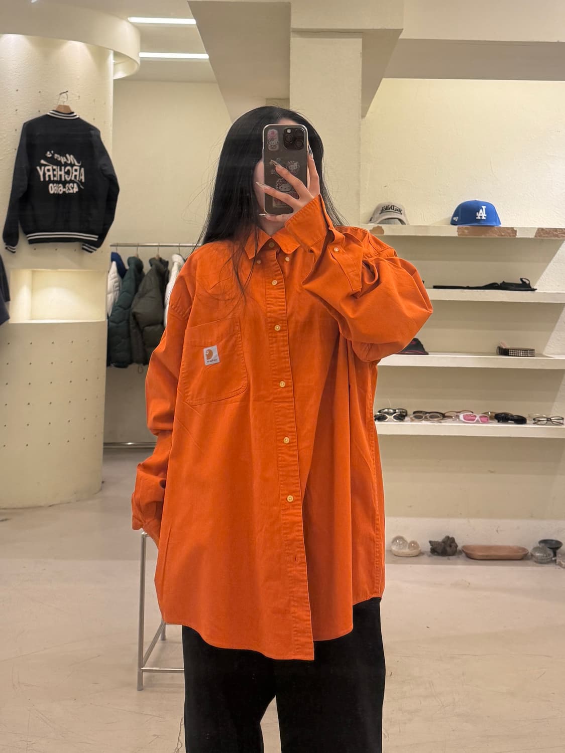 칼하트 오렌지 버튼다운 워크 셔츠 U814 상품이미지1