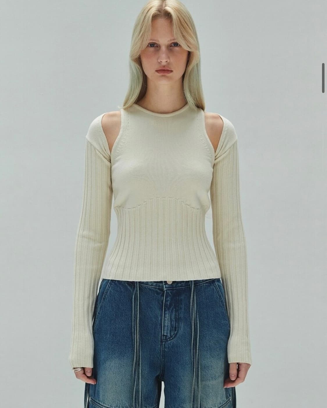 다이애그널 RIBBED BOLERO CARDIGAN (ivory) 상품이미지1