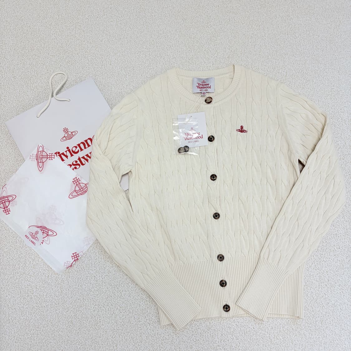 새상품 비비안웨스트우드 레드라벨 코튼 케이블 가디건 상품이미지4