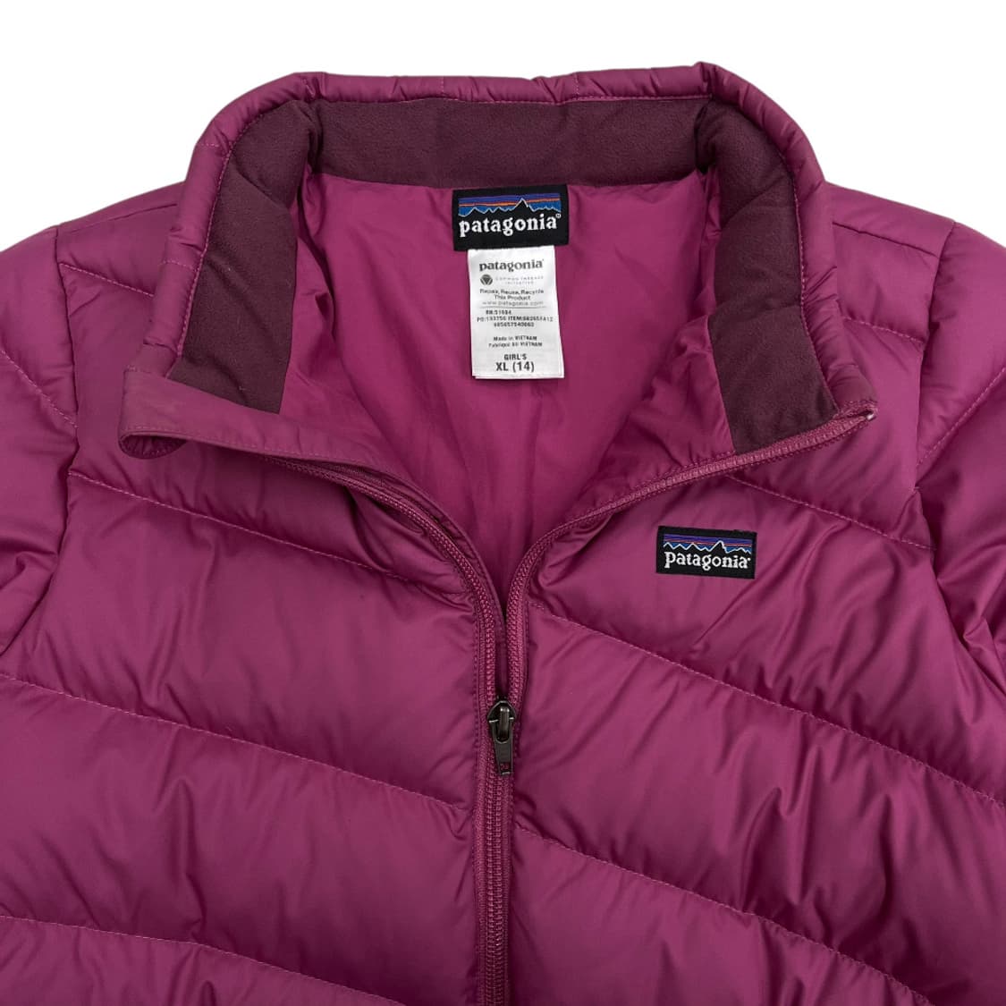 파타고니아 로고 퍼플 경량패딩 XL 상품이미지5