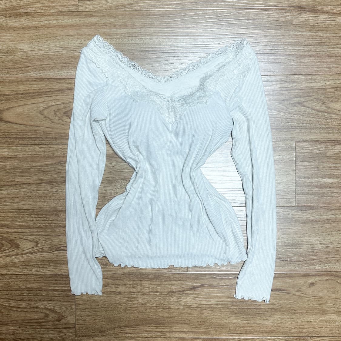 빈티지 레이스 티셔츠 히메갸루 로걀 라떼 발레코어 브랜디멜빌깔 달천깔 상품이미지1