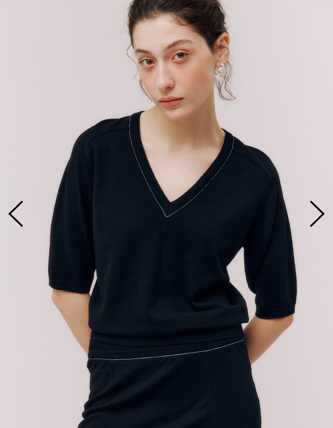 매기 Maggie 하프 슬리브 브이넥 여름 니트 상품이미지9