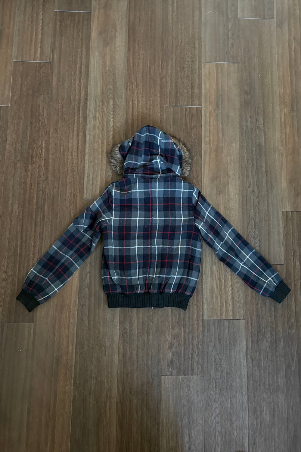 Fur Trimming Checkered Padding   상품이미지6