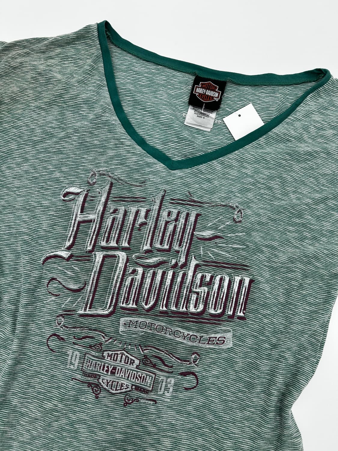 할리데이비슨 우먼 스트라이프 나그랑 브이넥 반팔티 상품이미지2