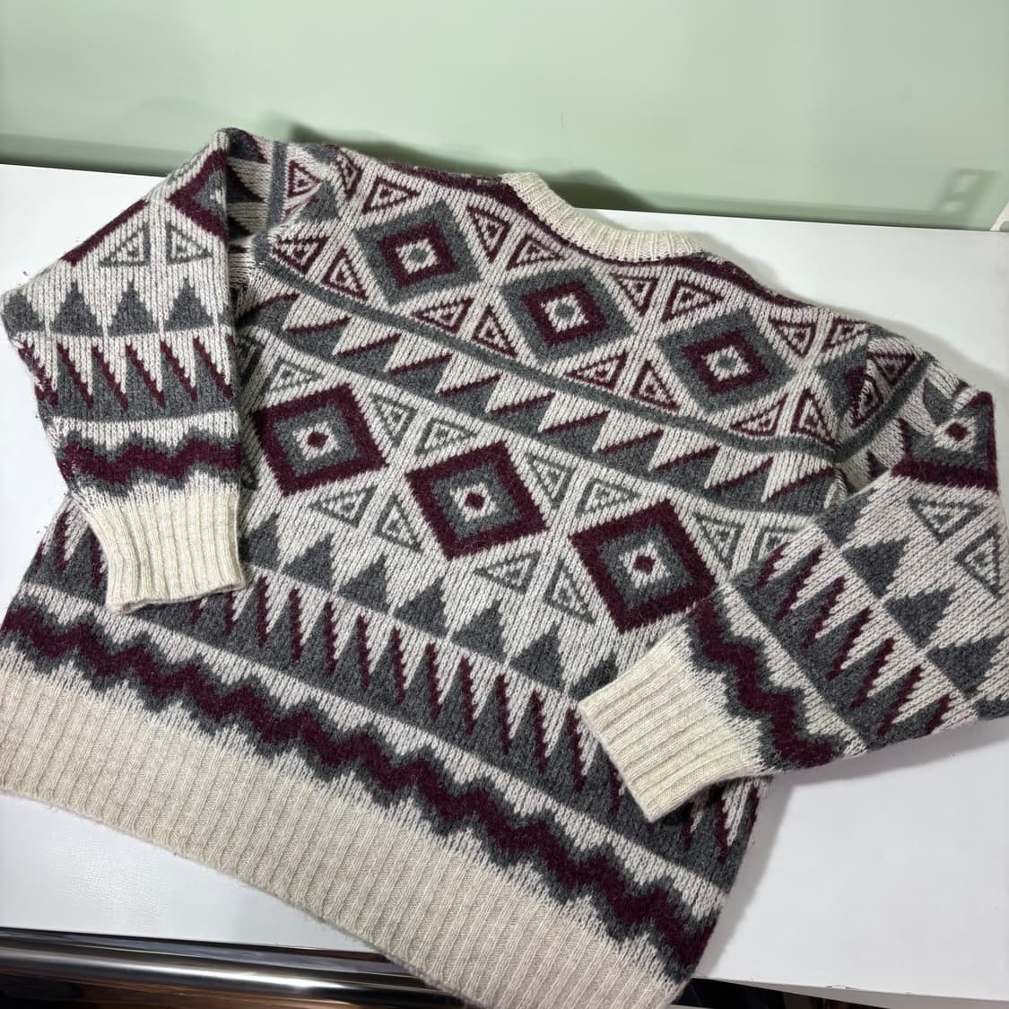 우먼M-L VTG 울 자카드니트 상품이미지2
