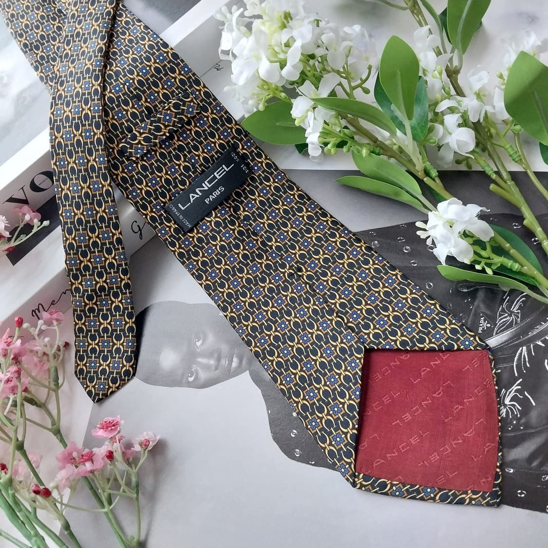 란셀 실크 블랙 패턴 넥타이 9.4cm A+등급 K2182 상품이미지5