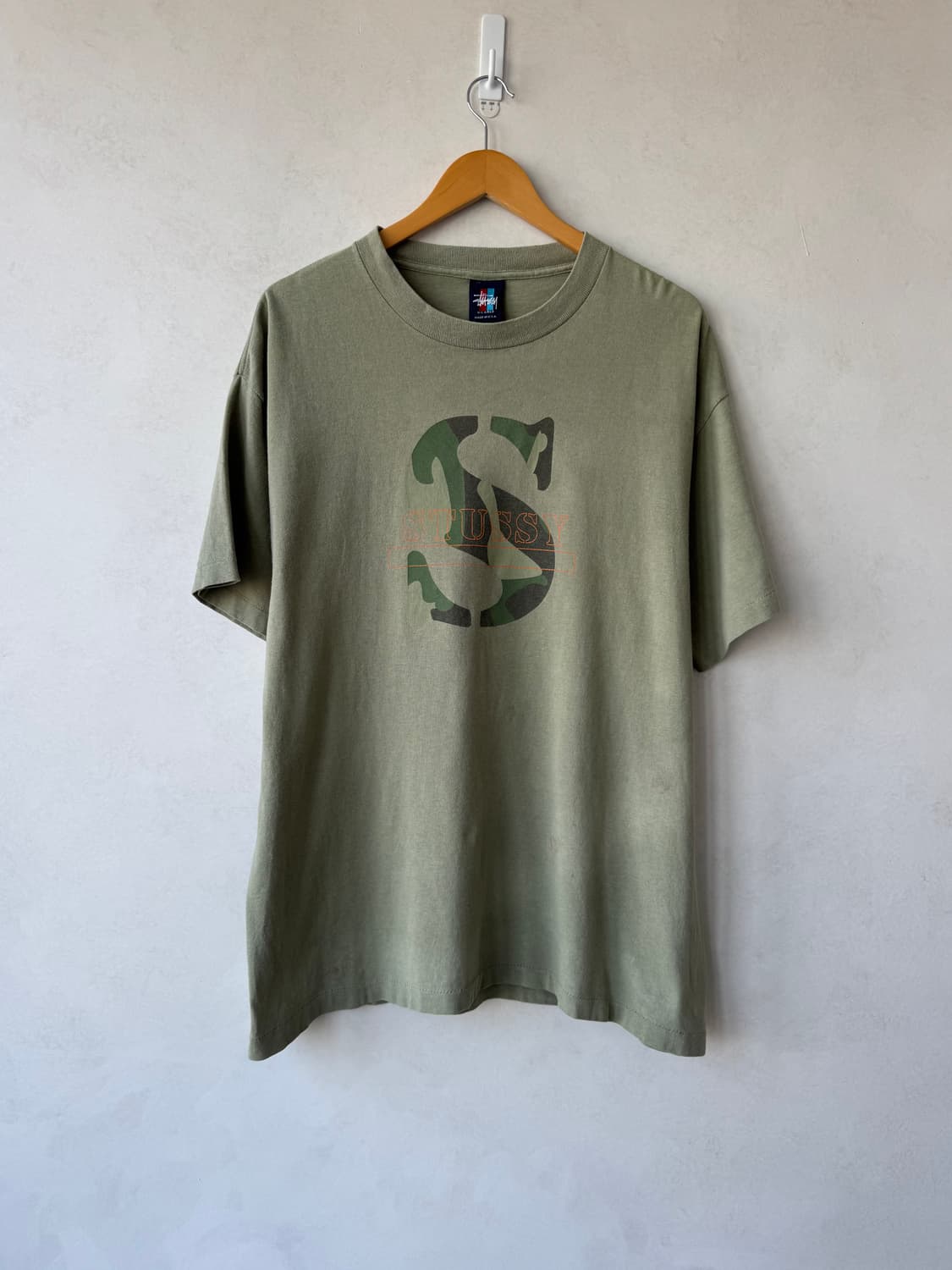90s 스투시 카모 로고 티셔츠 상품이미지1
