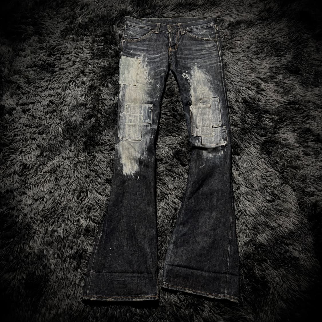 Moussy 페인팅 패치 부츠컷 데님팬츠 상품이미지1