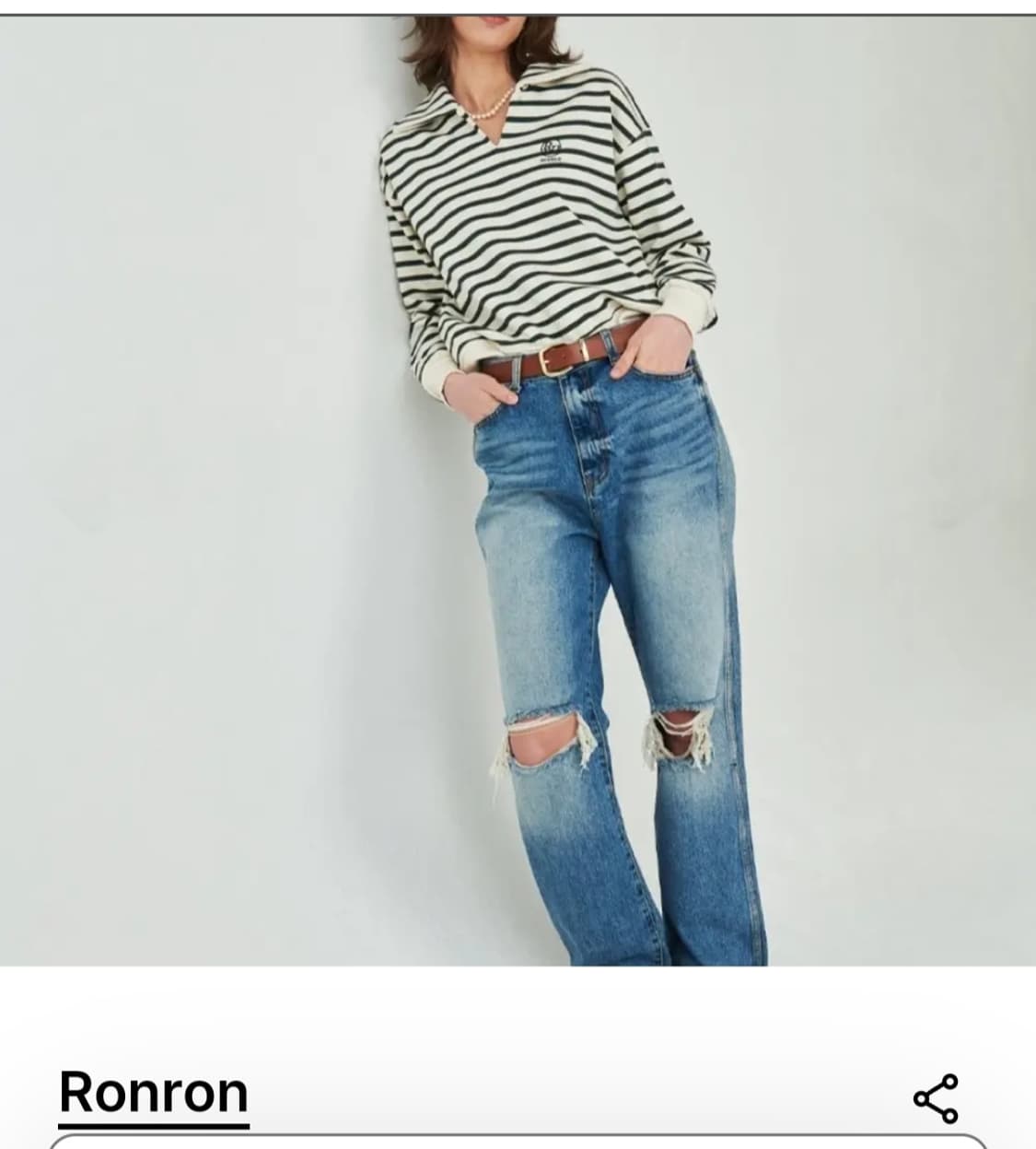 RONRON 론론 그린 스트라이프 카라 스웻셔츠 맨투맨 상품이미지10