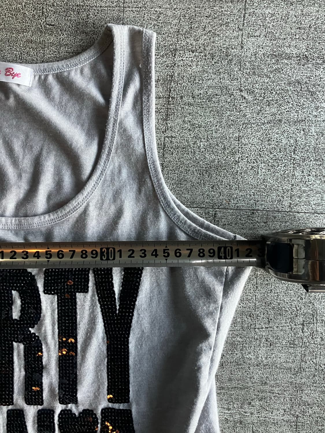 일본빈티지 Byebye 핀터깔y2k 비즈큐빅 슬리브리스 나시탑 상품이미지2