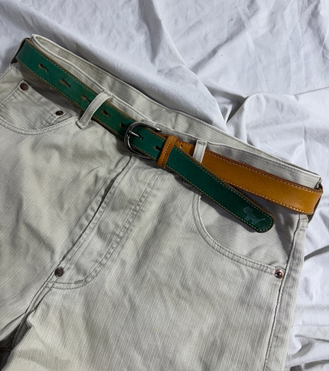 Pou dou dou 투 톤 레더 벨트 상품이미지2