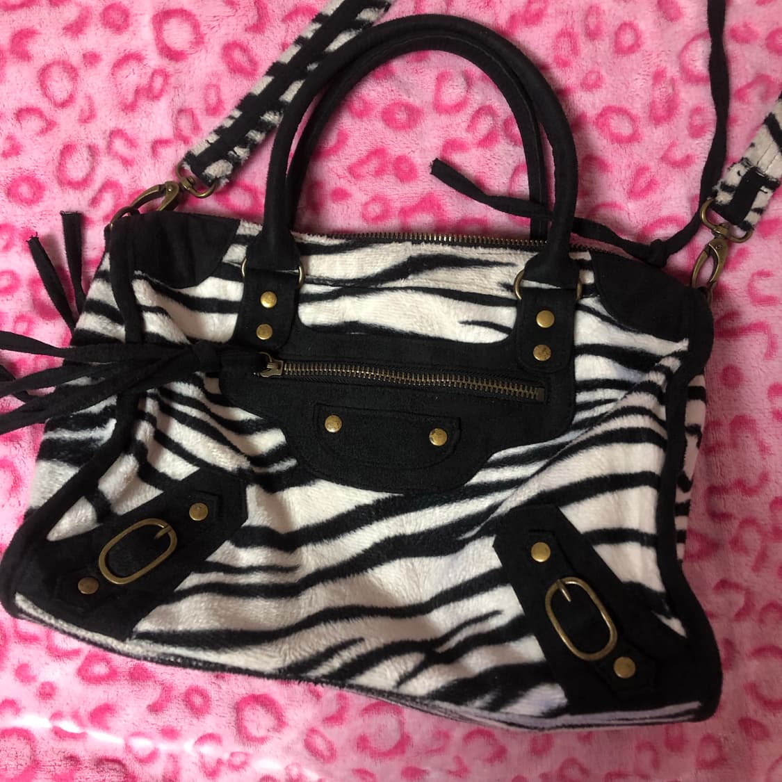 빈티지 갸루 지브라 모터백 숄더백 크로스백 상품이미지2