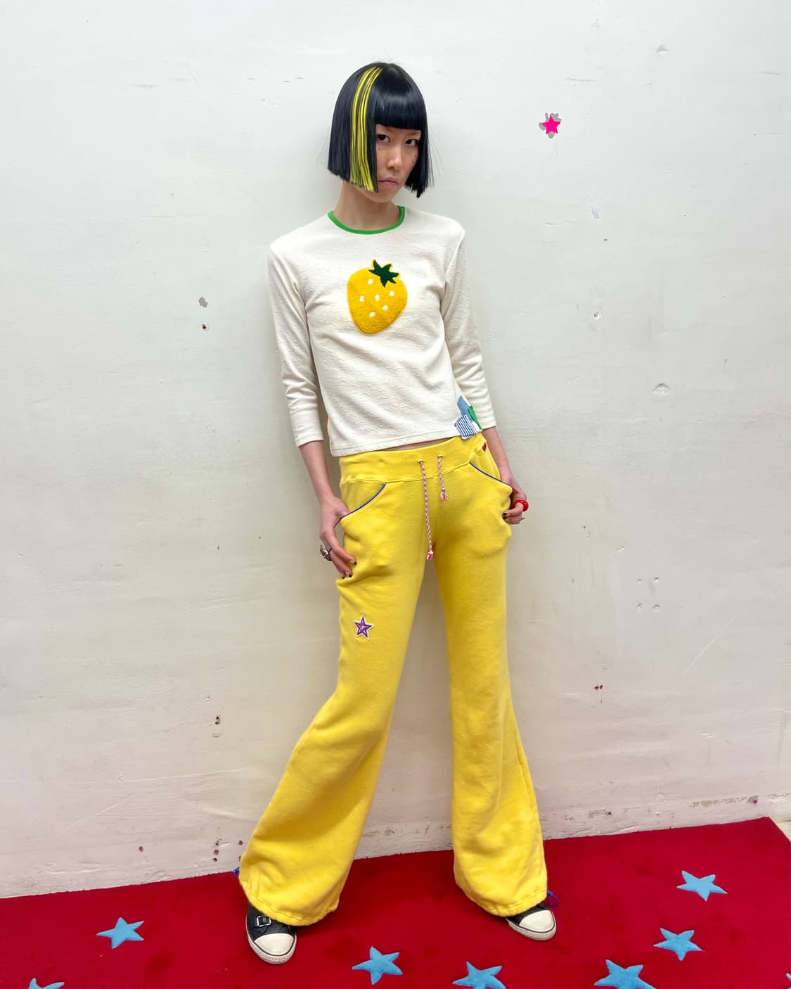 Yellow Strawberry Patchwork Half Sleeve 상품이미지7