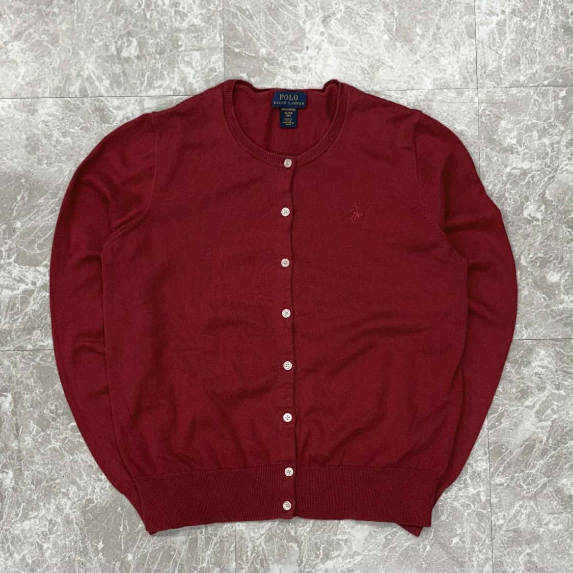 폴로 랄프로렌 버건디 피마 코튼 니트 가디건(XL) 상품이미지2