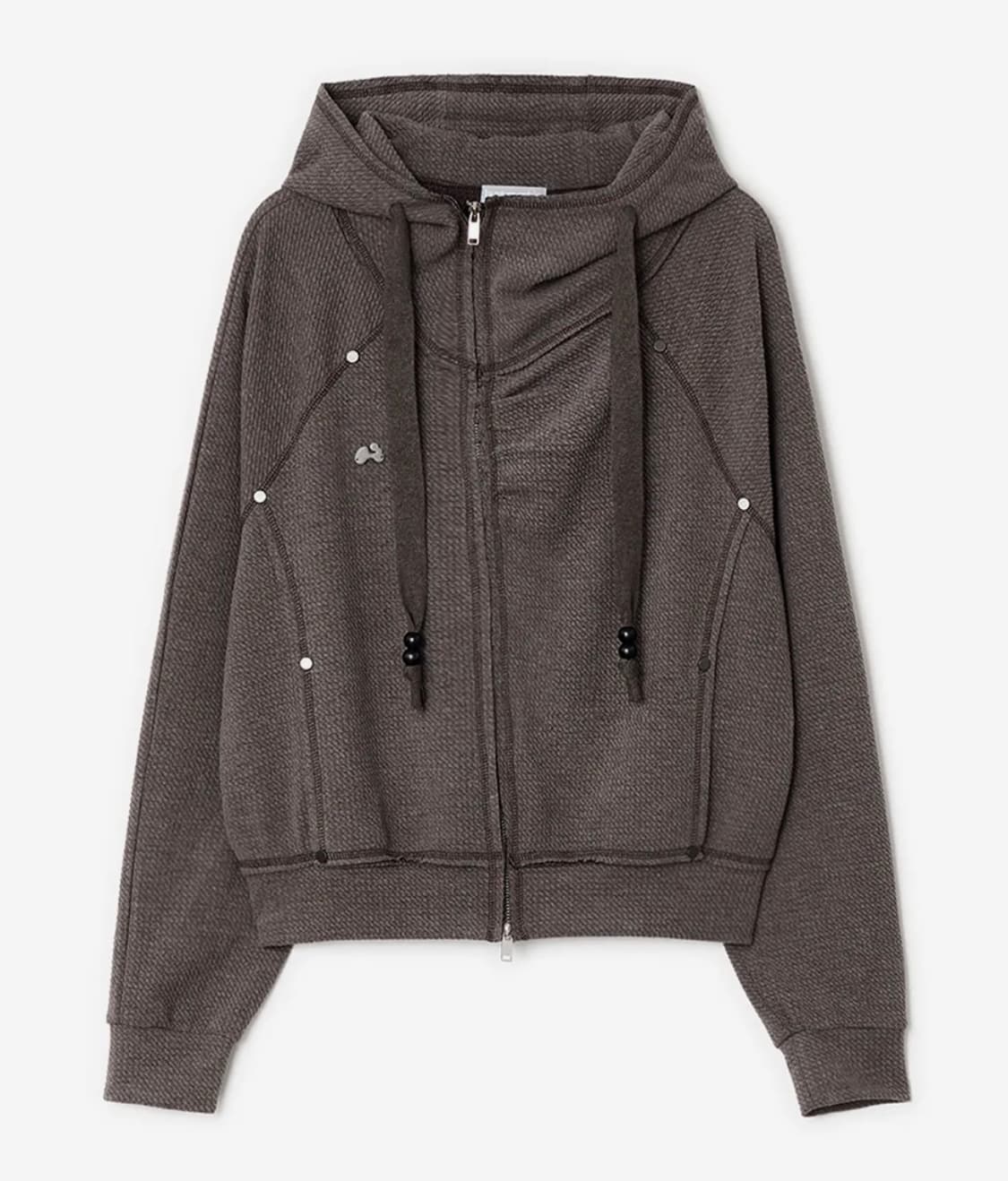 (구함)허그유어스킨 셔링 하이넥 후드집업 핑크브라운 상품이미지1