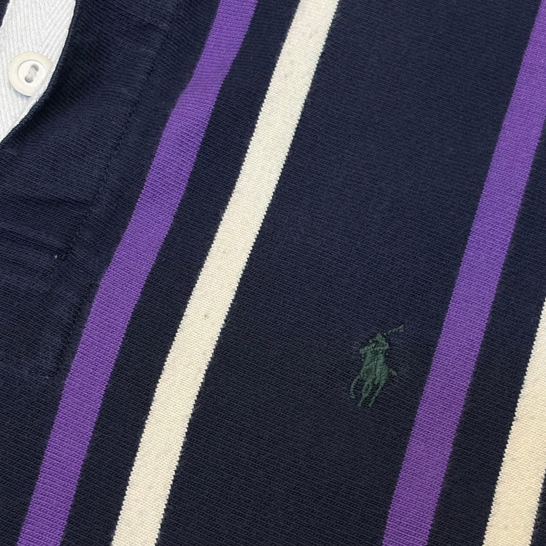 레어 90s 미국 빈티지 폴로랄프로렌 스트라이프 럭비티 카라티  상품이미지4
