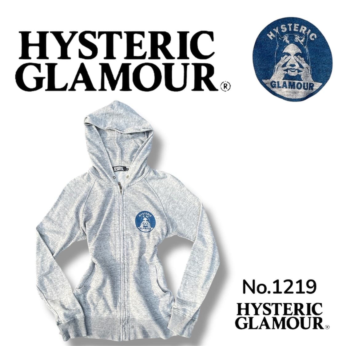 90s 히스테릭 글래머 아카이브 써클 로고 후드 집업 져지 S 상품이미지2