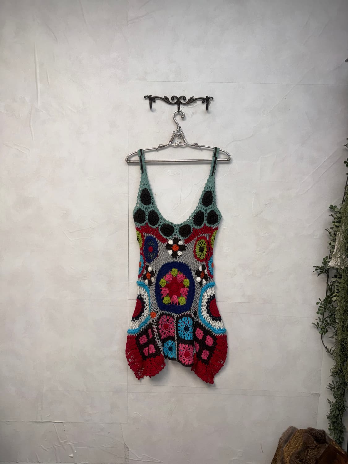Mint red bohemian flower crochet ops 상품이미지4