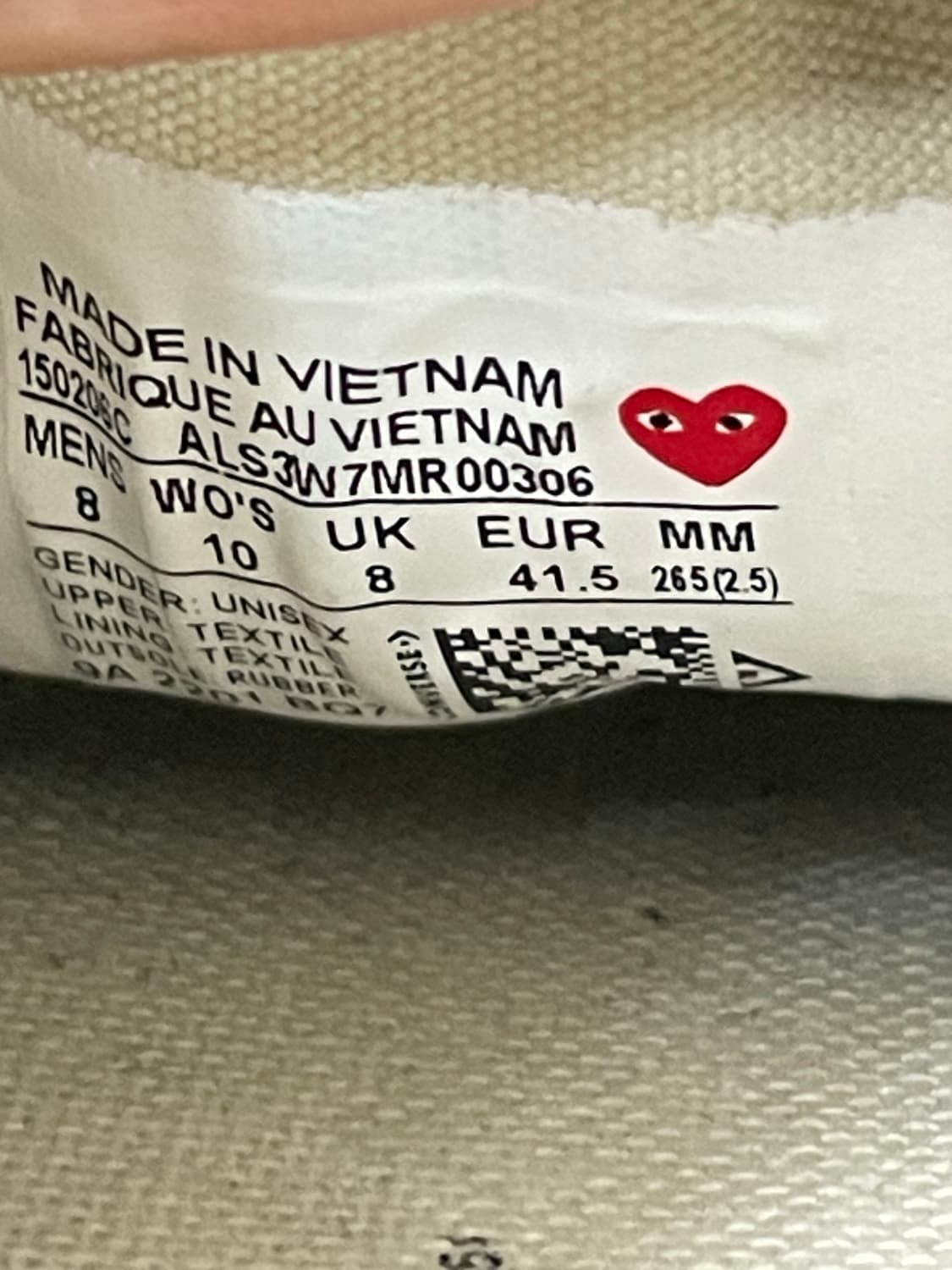 컨버스 X 꼼데가르송 척 70 블랙 265 (gr-4468) 상품이미지10