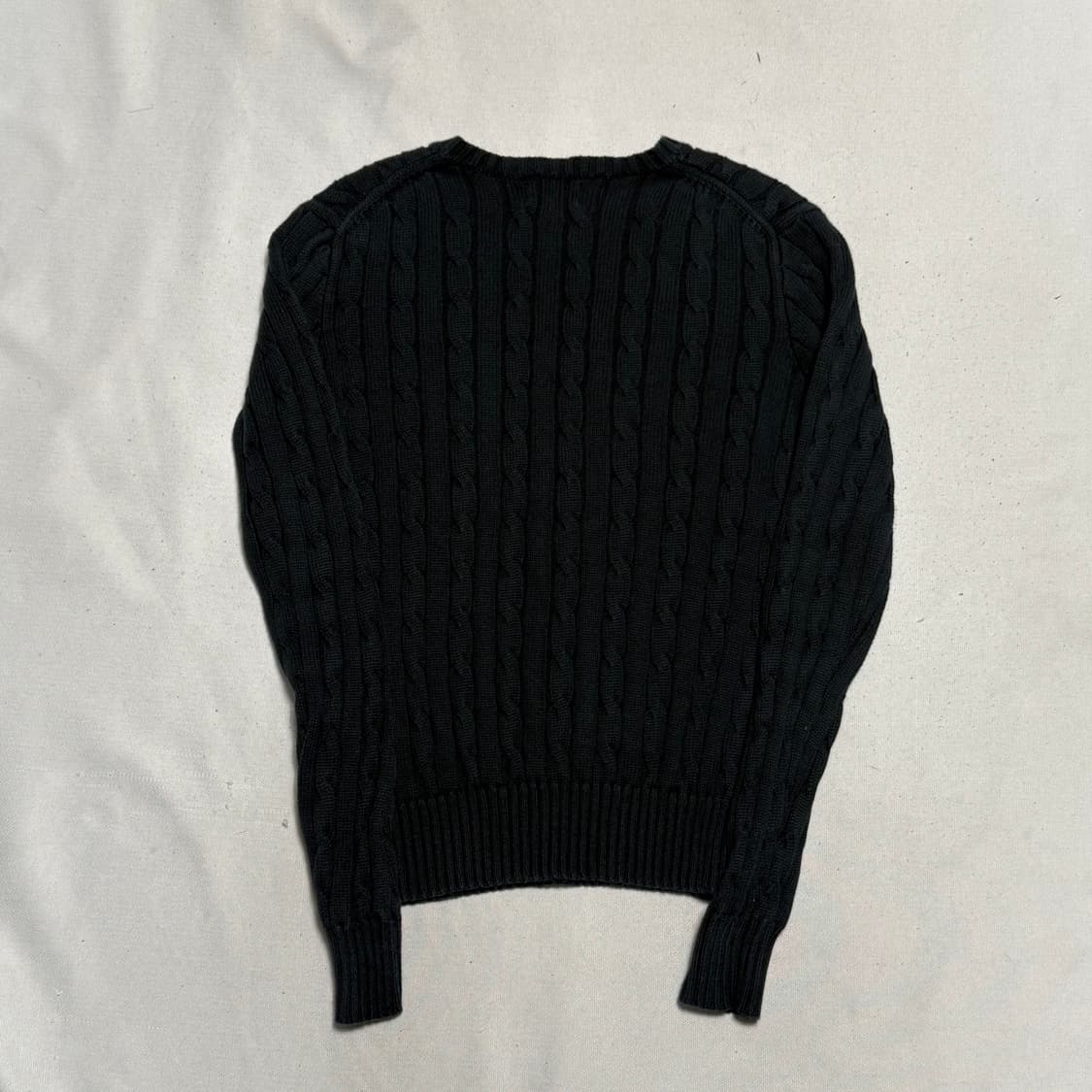 S 폴로랄프로렌 여성용 브이넥 블랙 케이블 니트 상품이미지3