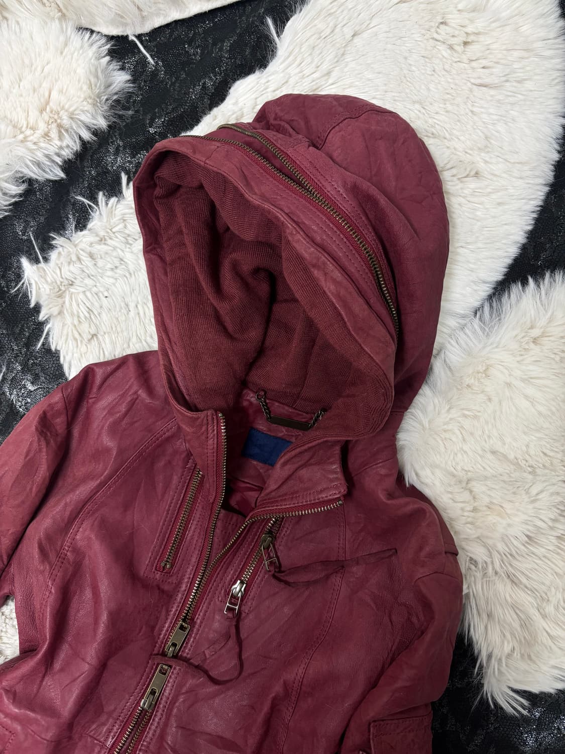 [2000s Avirex]Burgundy Zip Hoodie SheepS 상품이미지8