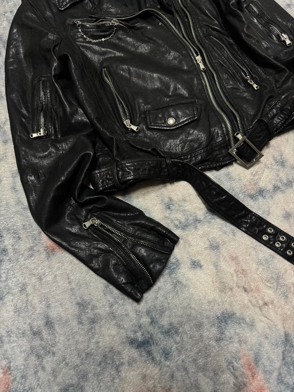 Unknown vegetable lamb skin rider jacket 상품이미지5