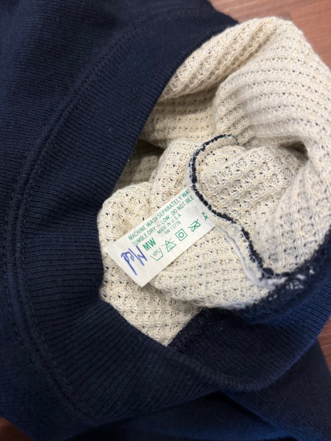 90s Vtg 빈티지 써멀 와플 스웻 셔츠 (made in USA) 상품이미지7