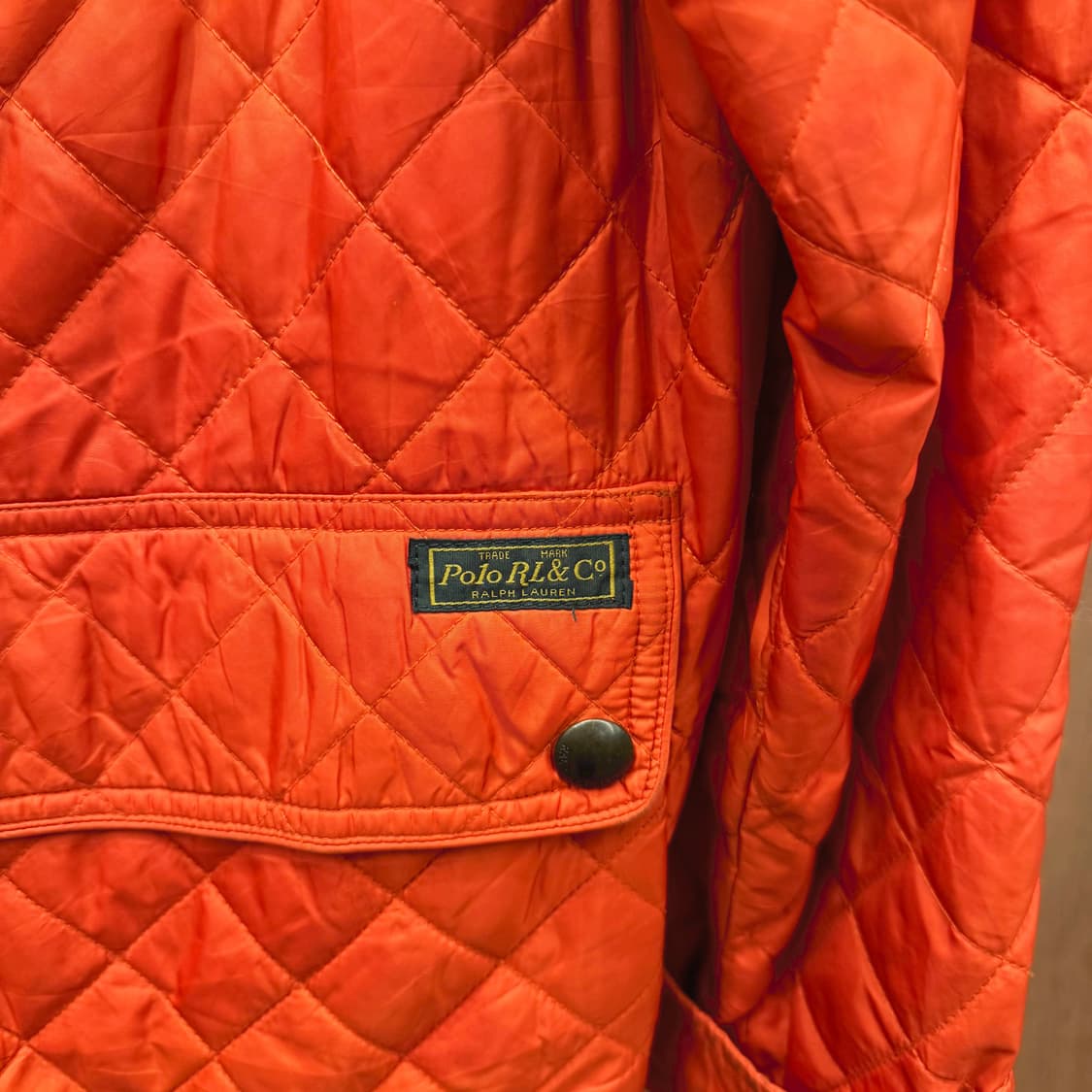 폴로 랄프로렌 퀼팅 자켓 다이아 퀼팅 스냅 포켓 디테일 오렌지 상품이미지6